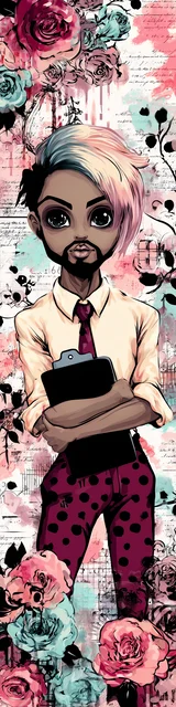 Free teacher bookmark featuring a male teacher with pretty writing and a tie